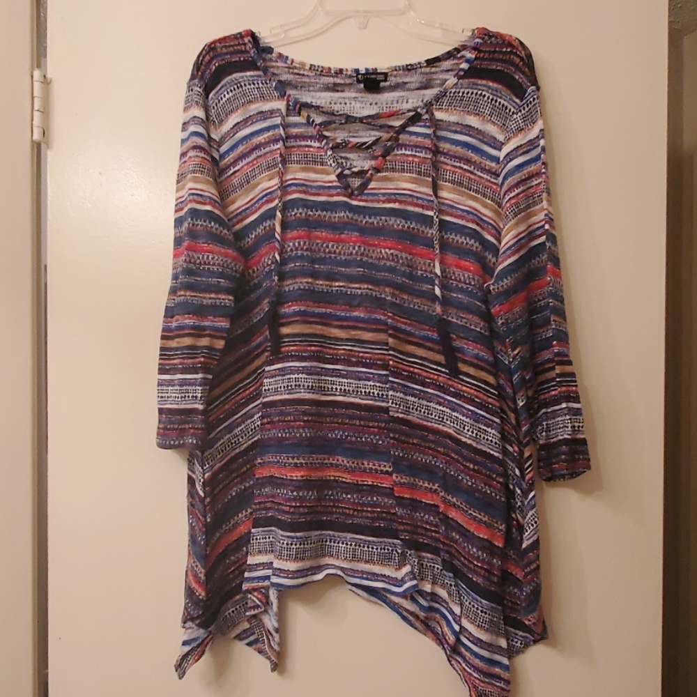 Multi color lace up top